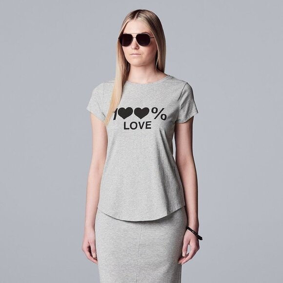 Petite Simply Vera Wang Graphic Tee, Women's, Size: XL Petite, Grey - Picture 1 of 1